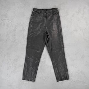 Veda x Reformation Black Lamb Leather High Waisted Cropped Pants Fit 25 x 25